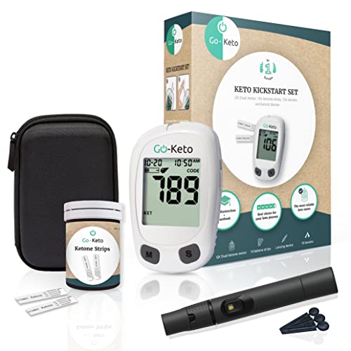 Go-Keto - Ketone Meter Set With 10 Test Strips & Accessories for Keto Diet