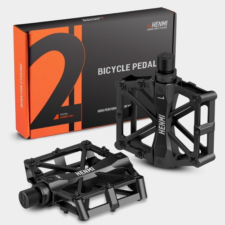 HENMI - Lightweight 9/16" MTB Aluminum Alloy Bike Pedals with Anti-Skid Spikes