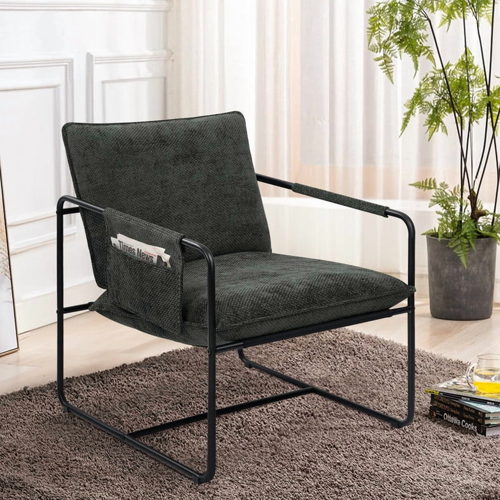 Hawsaiy Accent Chair with Metal Frame - Dark Gray