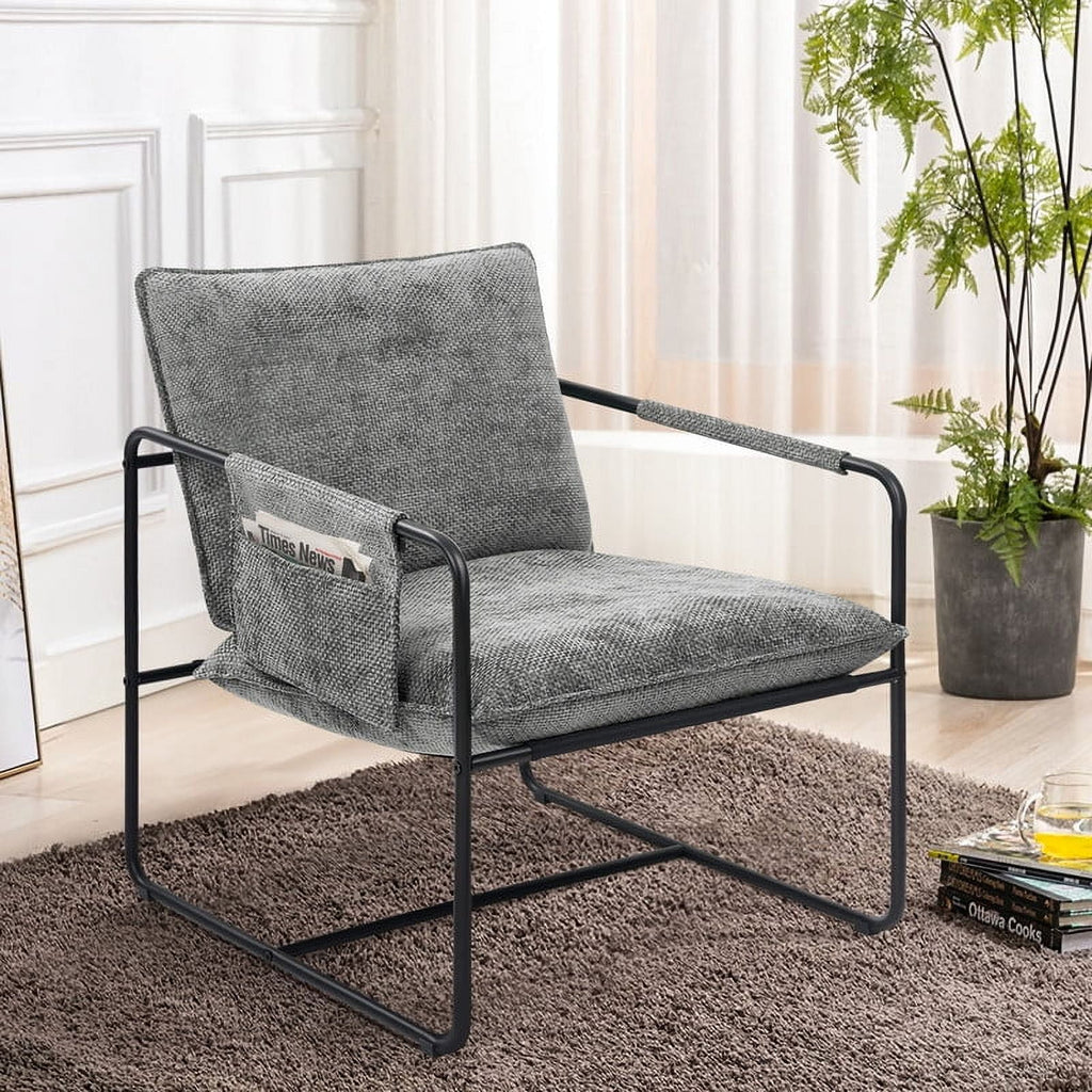 Hawsaiy Accent Chair with Metal Frame - Dark Gray