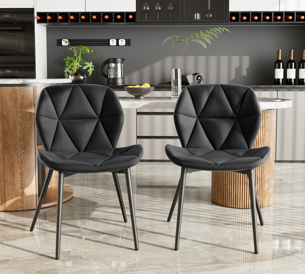 Modern tufted reclining portable dining chair with PU leather and metal legs