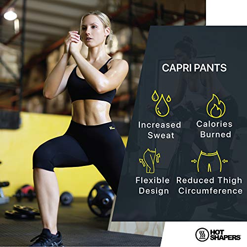 Hot Shapers - Women's Capri Pants for Enhanced Sweat, Neotex Fabric, Maximize Calorie Burn