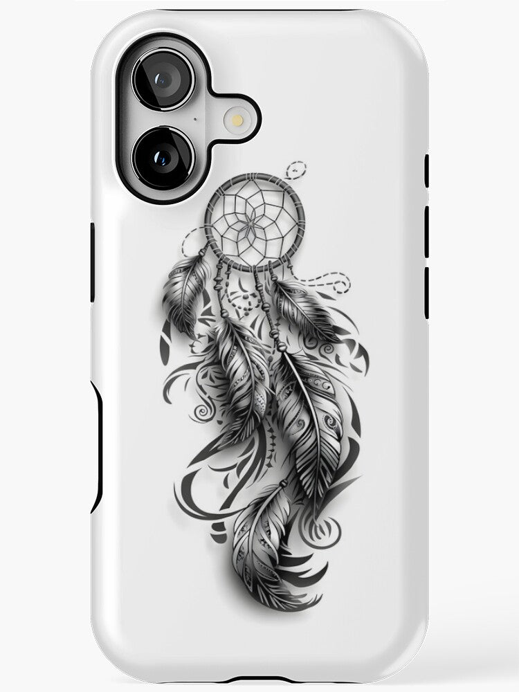 Mobile Case : Black & White Dreamcatcher Phone Case – Boho Art Design for iPhone 15 | 16 | 17 & Samsung S24 | S25