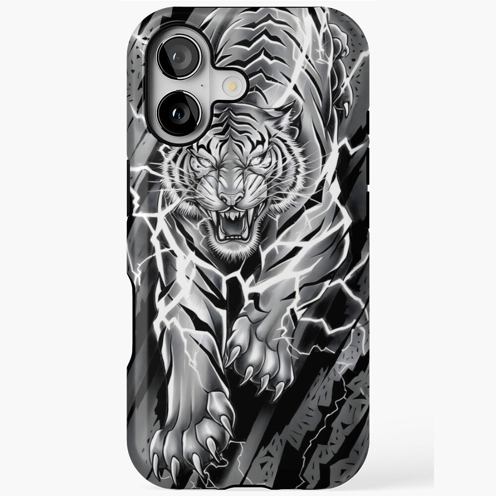 Iphone case : Black & White Tiger Art Case – Minimal Aesthetic for iPhone 15 | 16 | 17 & Samsung S24 | S25