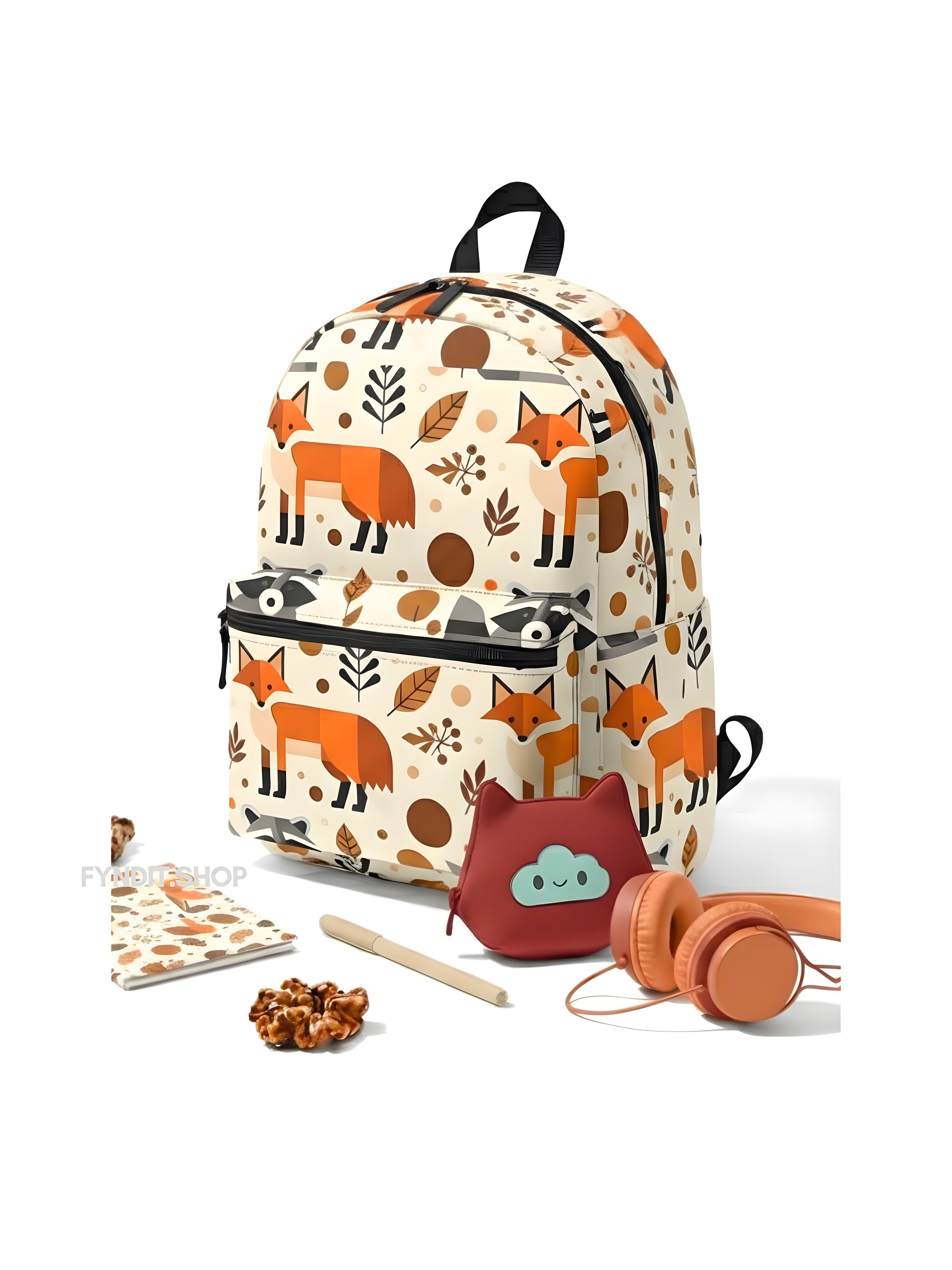 Autumn Fox Pattern Backpack – Cute Woodland Kids & Teen School Bag