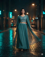 Steal the Spotlight – Stunning Lehenga & Choli with Long Shrug That Feels Straight Out of a Dream