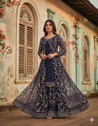 Anarkali dress for wedding party - Latest designer anarkali suits-Red-plum-wine