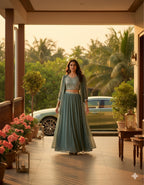 Steal the Spotlight – Stunning Lehenga & Choli with Long Shrug That Feels Straight Out of a Dream