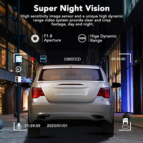 Ibaye - 1080P Full HD Dual Dash Cam with 170° Wide Angle, Night Vision, G-sensor