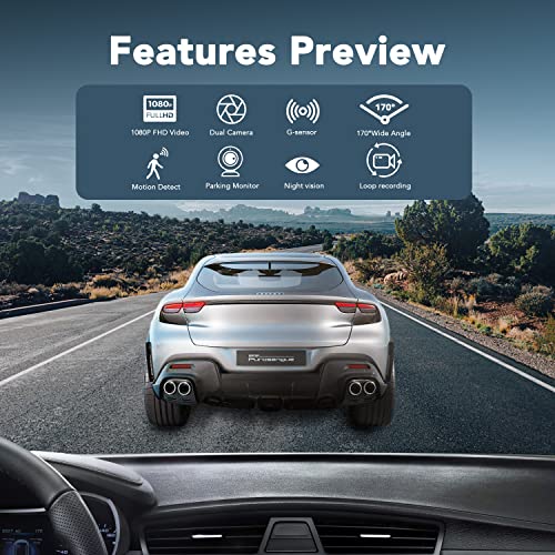 Ibaye - 1080P Full HD Dual Dash Cam with 170° Wide Angle, Night Vision, G-sensor