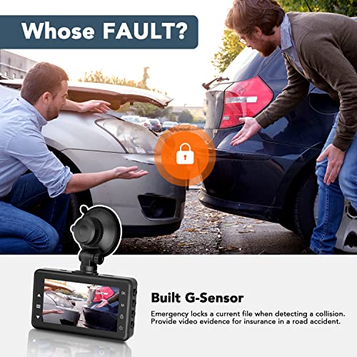 Ibaye - 1080P Full HD Dual Dash Cam with 170° Wide Angle, Night Vision, G-sensor