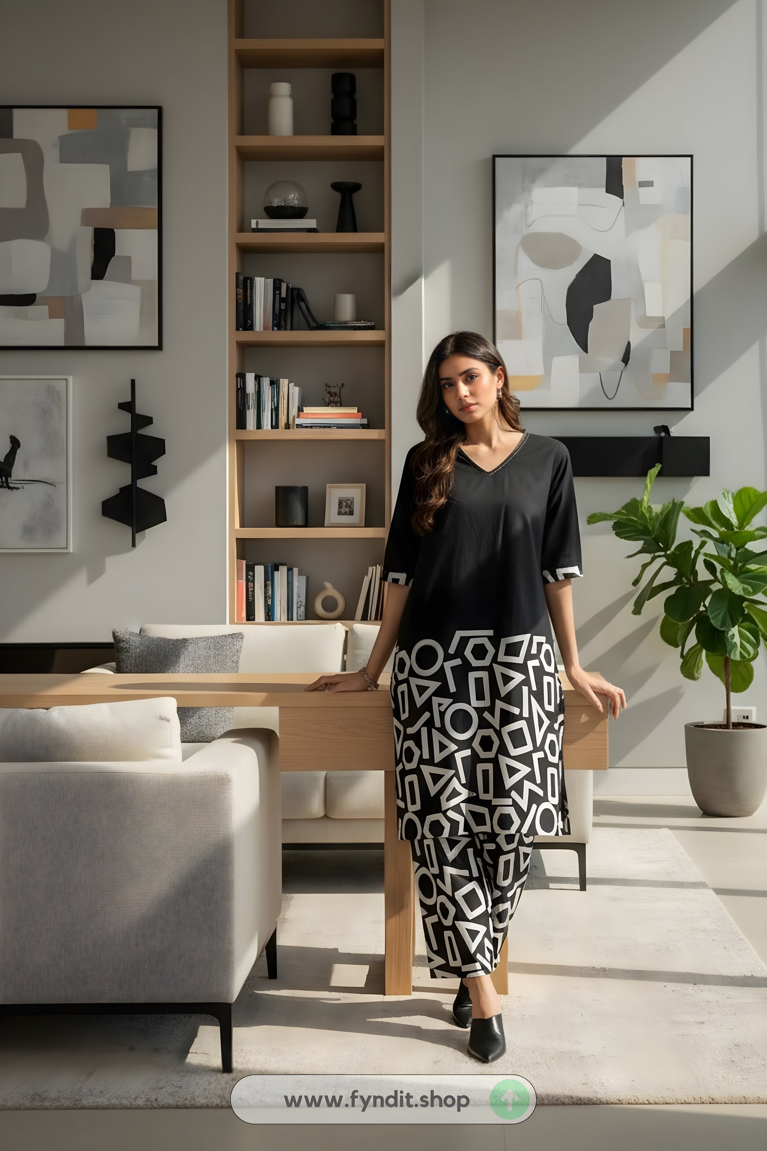 Unveil Effortless Elegance: The Must-Have Black Geometric Kurta Set for Every Modern Woman