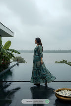 Step Out in Elegance: Cottinfab Green Ethnic A-Line Maxi Dress for Effortless Style