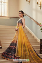 ETHNICTREE Peach Silk Gown with Net Dupatta – Perfect for Weddings & Festive Celebrations