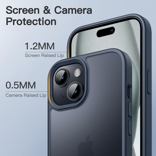 JETech - Matte Case for iPhone 15, Shockproof, Military Grade, Anti-Fingerprint