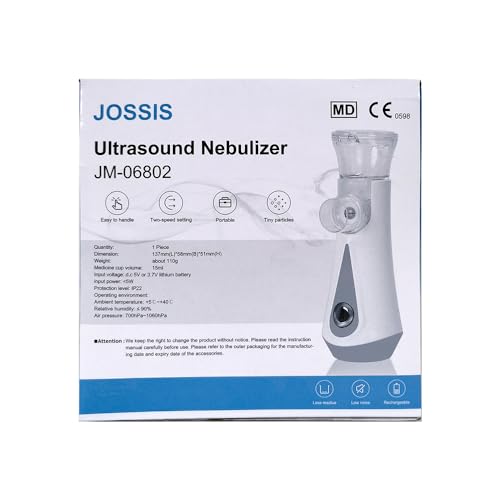 Jossis - Adjustable Spray Nebuliser for Adults & Kids, Handheld & Rechargeable