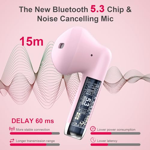 Jxrev - Wireless Earbuds with Bluetooth 5.4, Noise Cancelling, IP7 Waterproof, 32H Playtime