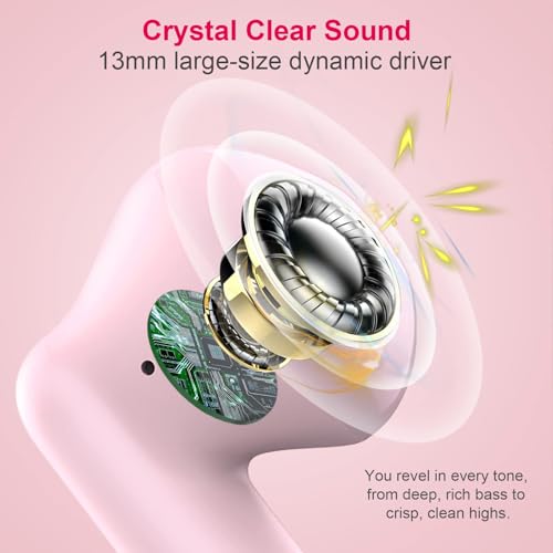 Jxrev - Wireless Earbuds with Bluetooth 5.4, Noise Cancelling, IP7 Waterproof, 32H Playtime