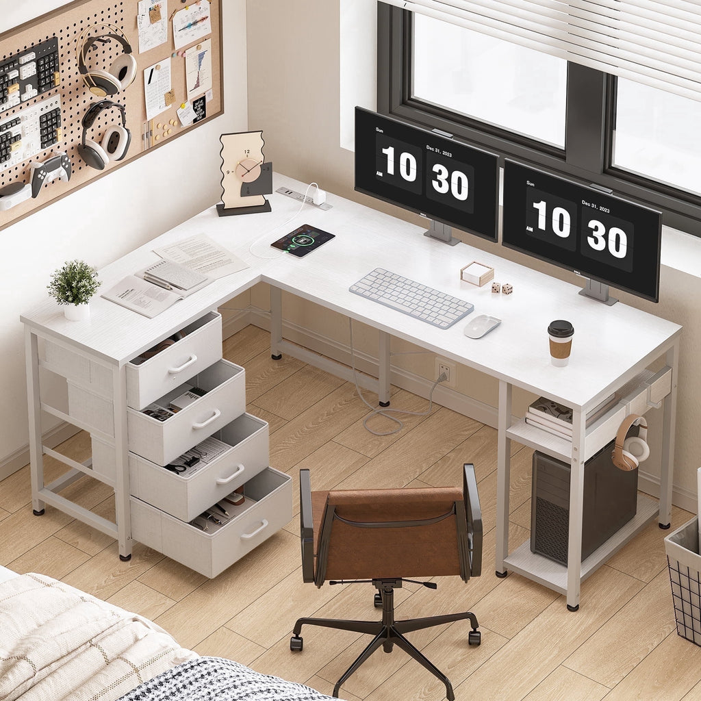 KKL L-Shaped Computer Desk with Charging Station - 53 inch