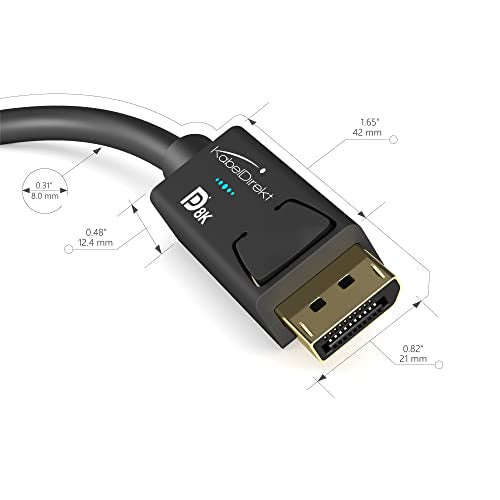 KabelDirekt - 8K DisplayPort Cable with A.I.S. Shielding & VESA Certified, 10ft