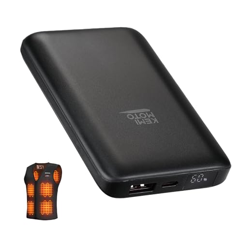 Shop the Kemimoto 10000mAh Power Bank, designed for heated vests and jackets. Ultra-compact, portable, and perfect for outdoor activities. Stay warm on the go!