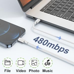 Kitminun - Fast Charger for iPhone 17/16 Pro, 20W USB-C with 2M Cable