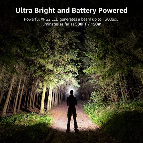 Lepro - 1300Lux LED Headlamp With Red Light, IPX4 Waterproof For Outdoor Use