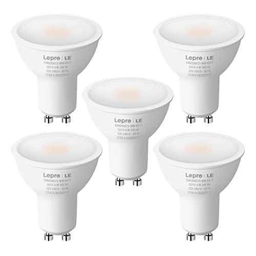 Lepro - GU10 LED Bulbs Warm White 4W 345lm 2700K Energy Saving Pack of 5