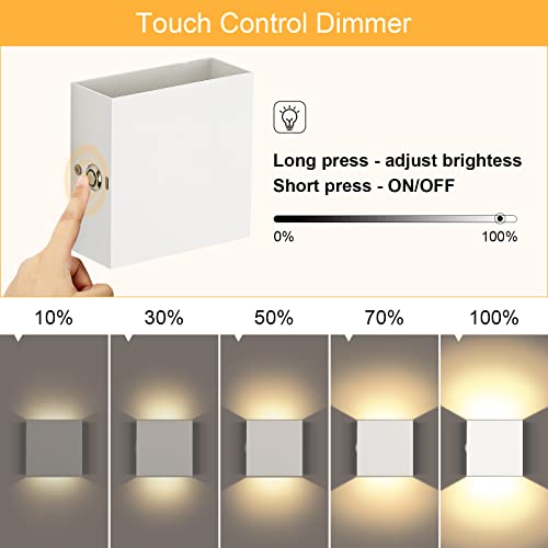 Lightess - Rechargeable LED Wall Sconce with Touch Control, Up Down Design