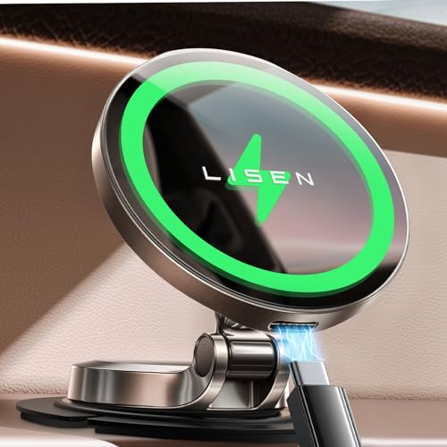 Lisen MagSafe Car Mount Charger for iPhone 15 Pro Max - 15W Fast Charge