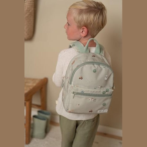 Little Dutch - Little Farm Children's Backpack, Adjustable Straps, Green, 29x22.5x12 cm