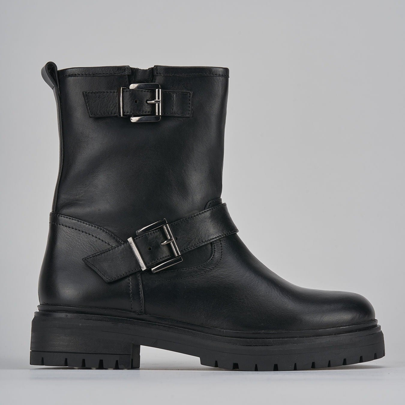 Low Heel Ankle Boots Heel 1 Cm Black Leather Eu 45