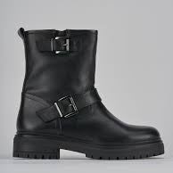 Low Heel Ankle Boots Heel 1 Cm Black Leather Eu 45