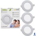 Lumare - 3 Ultra Flat LED Recessed Spotlights, 6W, 400lm, 26mm Depth, 100mm Cut-Out, Silver