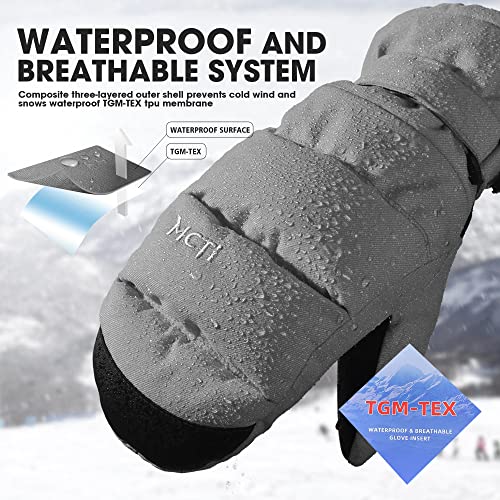 MCTi - Women's Waterproof Ski Mittens with Touch Screen, Insulated & Quilted