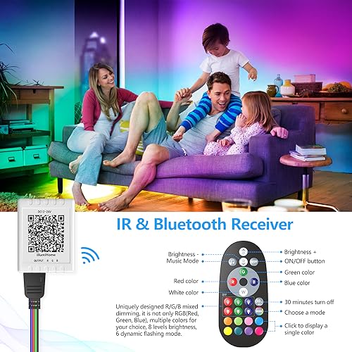 Mexllex - RGB LED Strip Lights 5m with Remote Control and Music Sync
