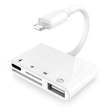 Microware 3 in 1 SD Card Reader - USB & Lightning Adapter for easy photo transfer