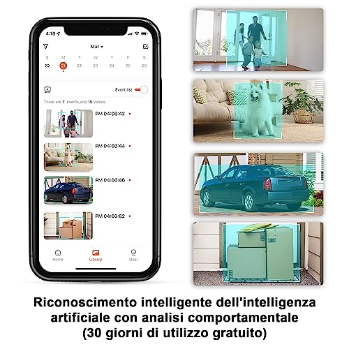 NGTeco - Wireless Security Camera with 9000mA Battery, PIR Motion Detection, Color Night Vision, 2-Way Audio