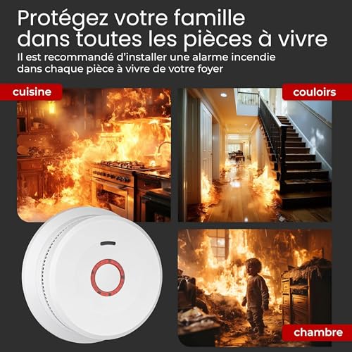 Nahouse - WiFi Connected Smoke Detector with Fire Alarm, Test Button & Magnet
