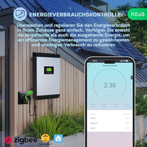 Nous - Zigbee IP44 Smart Outdoor Socket with Consumption Measurement, Alexa Compatible