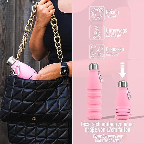 Perfekto24 - Collapsible Silicone Water Bottle, BPA Free, Non-Toxic, 550ml