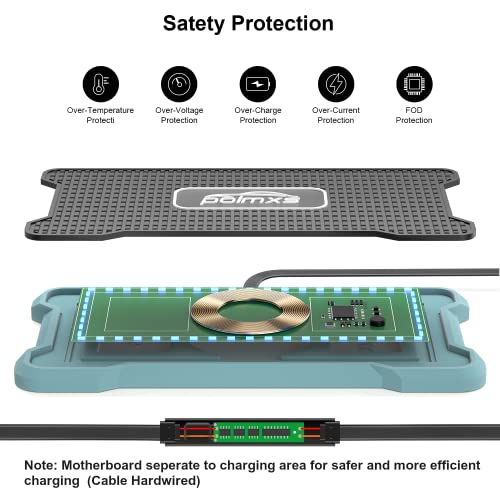 Polmxs - 15W RGB Wireless Car Charger Pad with Non-Slip Design & USB C Charger