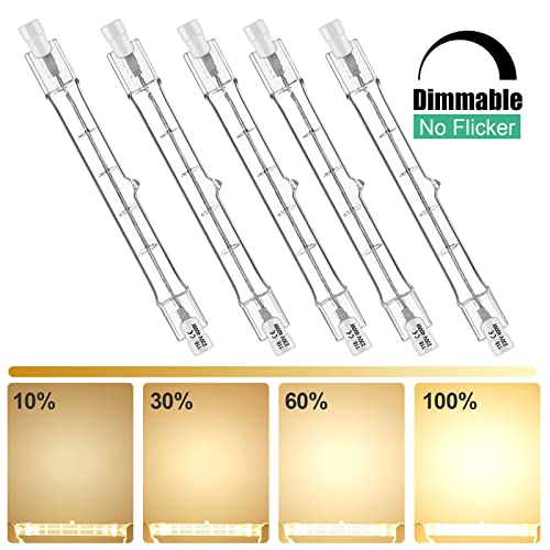R7S - 5 Pack Halogen Bulbs, 150W, 120V, Dimmable, Long Lifespan, T3 78mm