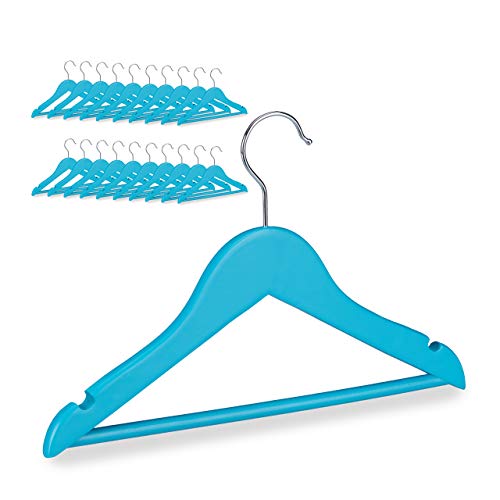 Relaxdays - Children’s Wooden Coat Hangers Set of 20 with 360° Swivel Hooks