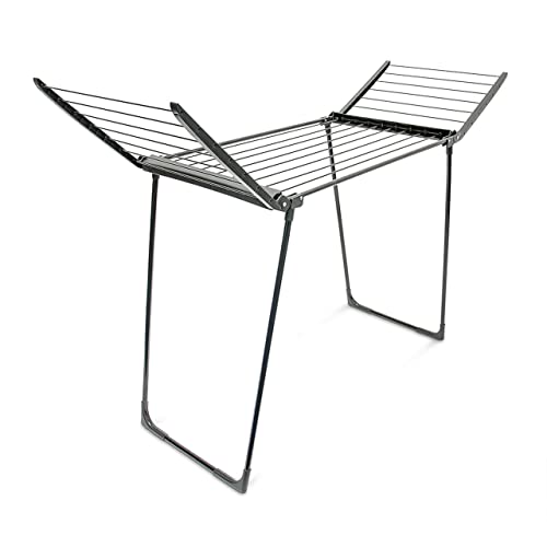 Relaxdays - Folding Plastic Clothes Drying Rack, 13 M, Black, 104 X 169 X 54.5 Cm