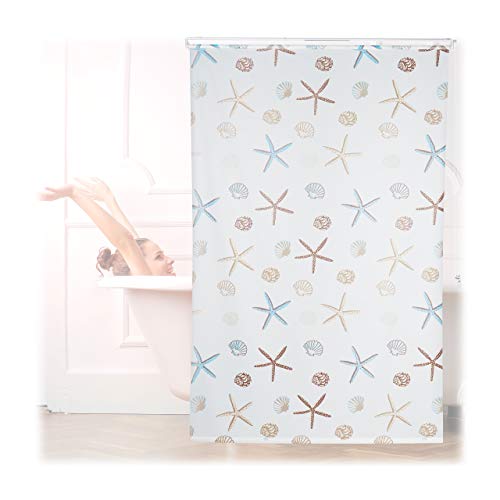 Relaxdays - Water-Repellent Roller Blind for Bath & Shower, Shell Design, 140x240cm