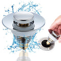 Shop Relota's Stainless Steel Washbasin Plug, designed for 34-38 mm drains. Features odour-proof design, anti-clogging sieve, and silicone seals for optimal performance.