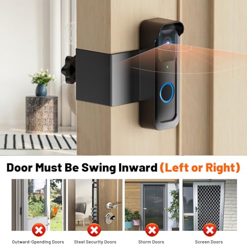 Satisure - Anti-Theft Blink Doorbell Mount, No Drill, Weatherproof Design