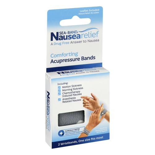 Sea-Band - Anti-Nausea Acupressure Wristbands for Motion & Morning Sickness, Gray