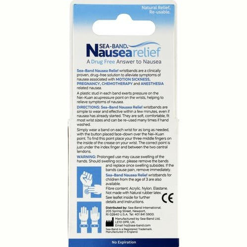 Sea-Band - Anti-Nausea Acupressure Wristbands for Motion & Morning Sickness, Gray